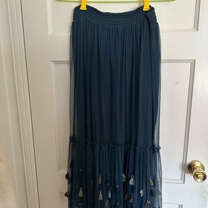 Anthropologie Maeve Blue Tassel Women's Skirt